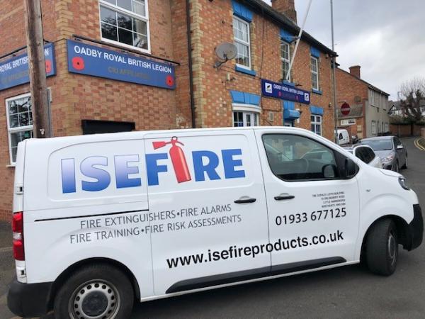 ISE Fire van at British Legion shopfront.