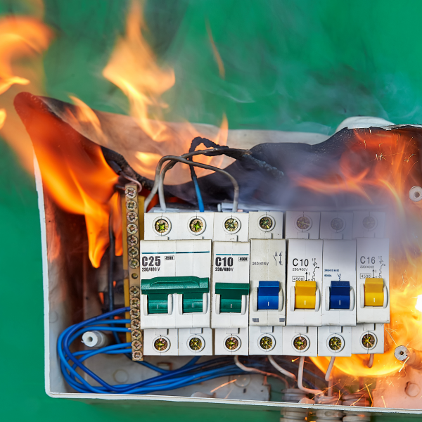 Burning electrical switch.