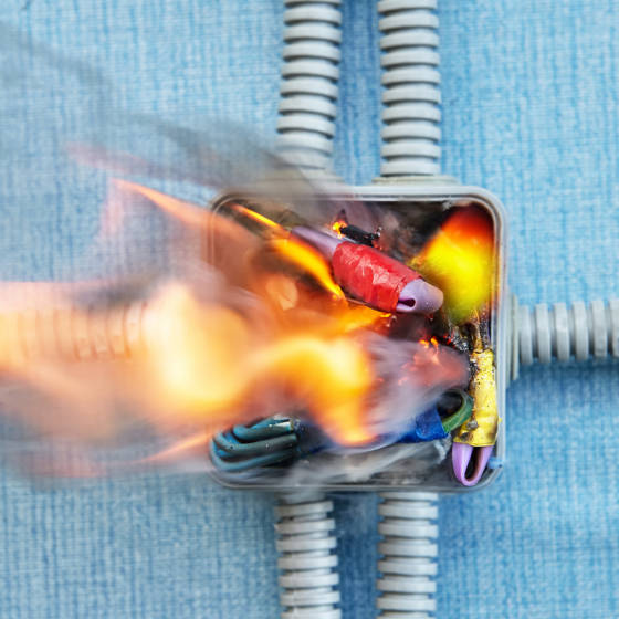 Burning electrical wirings.